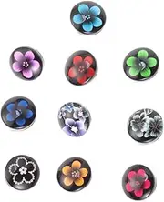 TEHAUX 10pcs Snap Buttons Unique Glass Jewelry Charms for DIY Bracelet Making Mixed Styles for Fashion Accessories