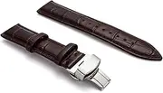 [g24] 19mm Genuine Leather Watch Band Strap Fits PRC200 , Quickster Chronograph, PRC200 Brown Deployment Silver Buckle-18