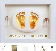 Baby Casting Kit, Wooden Handprint and Footprint Making Kit, Fetal Hair Collection Bottle, Handmade Baby Keepsake, Safe Paint for and Dad, Perfect Baby Keepsake for First Moments