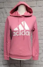 NWT ADIDAS XS 4-6 PINK ESSENTIALS LOGO FLEECE GRAPHIC HOODIE SWEATSHIRT TOP