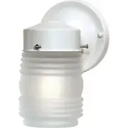 Nuvo 1 Light 6" Porch, Wall - Mason Jar w/ Frosted Glass, Gloss White - SF76-702