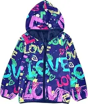 [GuoChe] Sherpa Jacket 1970s Disco Retro Grunge Graffiti Toddler Boy Hoodie Navy Blue Baby Zip Sweatshirt 3-10T