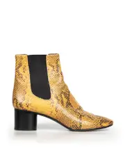 Brown Leather Snake Embossed Boots