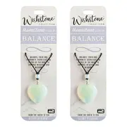 2PK Wishstone Moonstone Stone of Balance Point Pendant Jewellery 1x18cm White