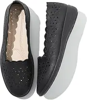 [Shupua] Flats for Women Dressy Comfortable Women's Ballet Flats Shoes Casual Black Flats Round Toe Womens Slip on Shoes PU Leather Flats Summer with Diamond Eyelets