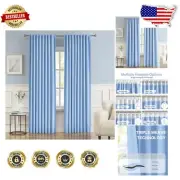 Stylish Thermal Insulated Drapes, Light Sky Blue, 2 Panels 52x84 Inches
