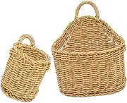 Yardenfun 2pcs Wall Hanging Storage Basket Potato Storage Keeper Onion Storage Basket Wall Fruit Basket Hanging Wall Planter Rattan Flower Holder Small Woven Basket Wicker Plastic Hammock