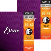 Elixir Acoustic Guitar Strings NANOWEB 80/20 Bronze Extra Light .010-.047 #11002