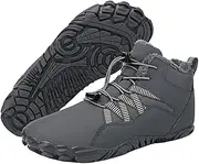 [bondoo] Barefoot Shoes for Winter | Non-Slip Casual Running Sneakers,Wide Toe Box Barefoot Shoes, Casual Boot, Trail Running Shoes for Outdoor Trekking Walking Gray