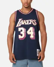 [MITCHELL & NESS] Mitchell & Ness Los Angeles Lakers Shaquille O'neal 'Acai' 1996 Swing Jersey Navy - Size 2XL 2XL Navy