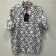Ted Baker Diamond Print Detail Button Down Shirt Men’s Size 7 (2XL ) NEW