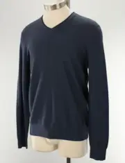 THE MENS STORE Bluestone Textured Birdseye V Neck Cotton Sweater MEDIUM NWT