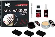 Xtahdge Halloween Makeup Kit Halloween Horror Makeup Set Horror Makeup Wax Blood Gel Scar Water Fake Blood Spray Scratching Sponge Scraper