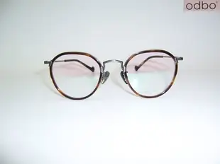 光寶眼鏡城(台南)odbo(Japan) 復古灰色純鈦鑲塑面複合眼鏡*1547/C82 日本福井監製