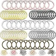 Ripeng 250 Pieces Flat Split Key Chain Rings Bulk 7 Colors Keychain Rings and 6 Colors Open Jump Loop, 25 Mm, 7 mm