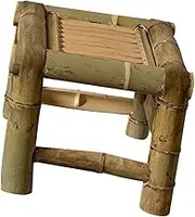 NAMOARLY Bamboo Stool for Home Use Vintage Style Cooling Bamboo Sitting Stool Sturdy Bathroom Stool for Adults High Wide Long for Room Balcony