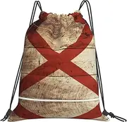 EdWal Alabama State Flag Print Drawstring Backpack Gym Bags Sports Draw String Bags For Gym Travel Swimming Beach, White, One Size