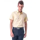 在飛比找遠傳friDay購物優惠-【金安德森】經典格紋繞領黃色窄版短袖襯衫