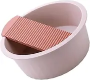 [Hoement] 1 Set Wash Basin Bucket Hand Washing Machine Mini Cloth Wash Board Camping Wash Basin Plastic Wash Basin Washing Clothes Board Ice Bucket Camping Washing Basin Pan Child Grey Pp