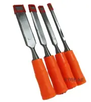 New 4 Pc Sizes: 1/4", 1/2", 3/4", 1" Go Through Full Polish Wood Chisel