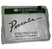 Cannon Monticello White Percale Twin Fitted SheetNo Iron Sheet