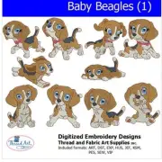 Embroidery Design Set - Baby Beagles (1) - 10 Designs - 9 Formats - USB Stick
