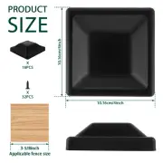 16Pcs Fence Post Caps 3-5/8 inches Black Deck Post Caps with 32 Screws guuig