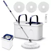 Spin Mop and Bucket with Wringer Set, Mop Bucket System Separate Clean and Di...