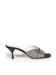 Black Crystal Embellished Mules