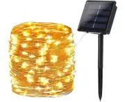 Solar Christmas Fairy Lights Outdoor, 22M 200 Led Outdoor Copper Wire Lighting Solar Fairy Lights 8 Modes,warm white