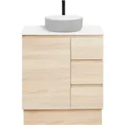 CIBO 750mm Coast Veneer Nordic Full Height Bathroom Vanity with Light Grey / White Countertop Basin