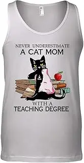 [KeoStore] Never Underestimate a cat mom Tattoo with a Teaching Degree Unisex Tank Top