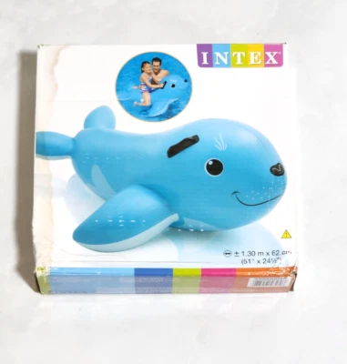 Super Rare Intex 56560 Blue Smiling Seal Ride On Inflatable Swimming Float