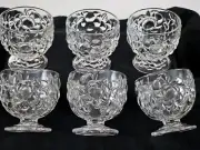 Vtg. Set of 6 Footed Clear thick glass IceCream, Sherbert Dessert Dishes- New