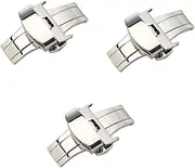 [LIFKOME] 3pcs 16mm Watchband Accessories Non-automatic Elastic Belt Buckle Stainless Steel Double Press Clasp