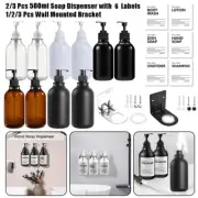 1/2/3PCS 500ml Soap Dispenser With 6 Labels Shampoo Bottle Holder Wall Mounted