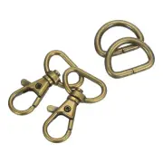 Swivel Trigger Snap Hooks, Classic Lobster Clasps with D-Rings (3/4", Bronze)