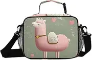 Insulated Lunch Box Alpaca Cute Heart for Women Men - Ideal for Work, Picnics - Includes Adjustable Shoulder Strap
