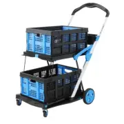 V Cart Folding Trolley Collapsible PORTABLE SHOPPING Cart Folding+2 Basket cart