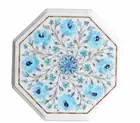 12" White Marble Coffee center Table Top Unique Inlay stone Sofa Side Table