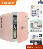 Retro 4L 6 Can Portable Mini Fridge, Compact Car Refrigerator, Skincare Cosme...
