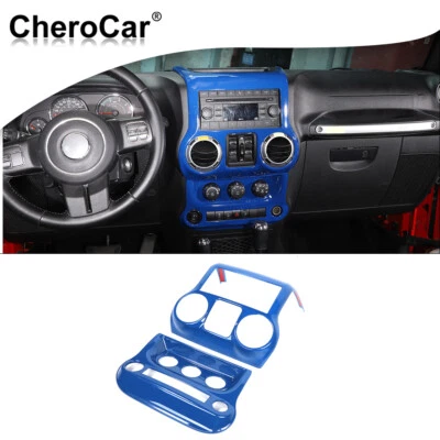 2x Blue Center Console Cover & AC Switch Panel Trim For Jeep Wrangler JK JKU (for: Jeep)