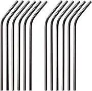 GRÄWE Stainless Steel Drinking Straws Set of 12 Black Curved