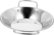Cabilock Home Double Handles Round Pan Stainless Steel Wok Household Pan Kitchen Supply