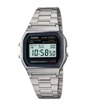 Casio Digital Alarm Chrono Backlight Stopwatch S-Steel A158WA-1DF Mens Watch
