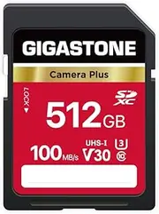 Gigastone 512GB SD Card, Camera Plus, V30 SDXC Memory Card High Speed UHD Video Compatible with Canon Nikon Sony Pentax Kodak Olympus Panasonic Digital Camera, with 1 Mini case