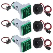 3PCS 3in1 60-500V 0-100A AC Digital Ammeter Voltmeter Square Digital Tube Screen
