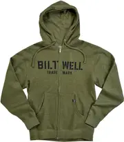 Biltwell Stencil, zip hoodie , color: Olive , size: XXL