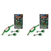 2PK Zing Air Storm Zano Bow Indoor Archery Bow & Arrow Toy Set Green Kids 5y+