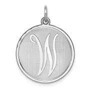 Sterling Silver Rhodium-Plated Brocaded Letter W Initial Charm